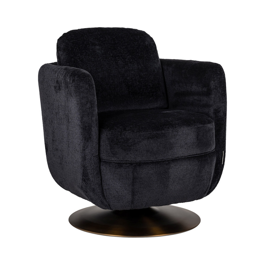 Richmond Draaibare Fauteuil 'Turner' Chenille, kleur Zwart afbeelding 1