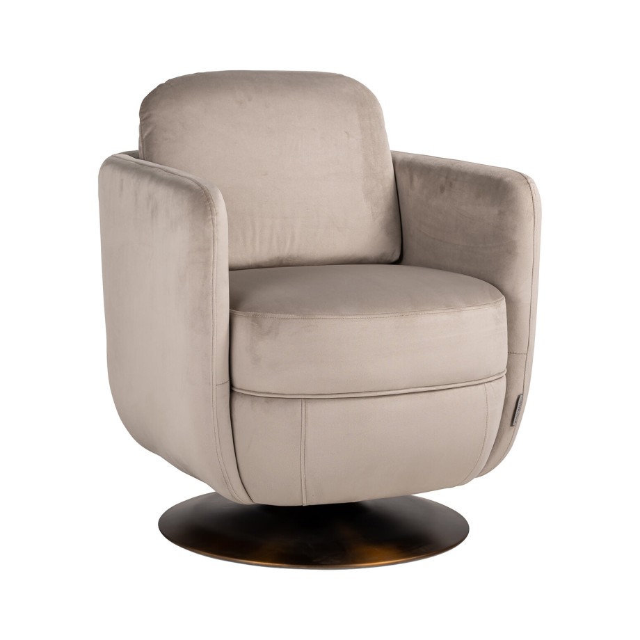 Richmond Draaibare Fauteuil 'Turner' Velvet, kleur Khaki afbeelding 1