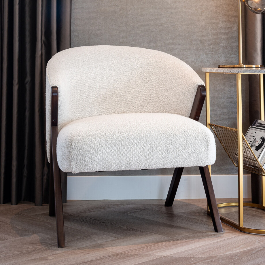 Richmond Fauteuil 'Mia' Bouclé, kleur Wit afbeelding 1