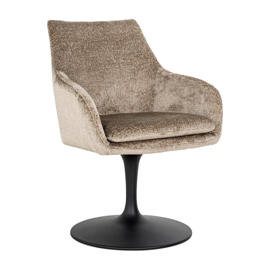 Richmond Draaibare Eetkamerstoel 'Marlon' Chenille, kleur Taupe afbeelding 1
