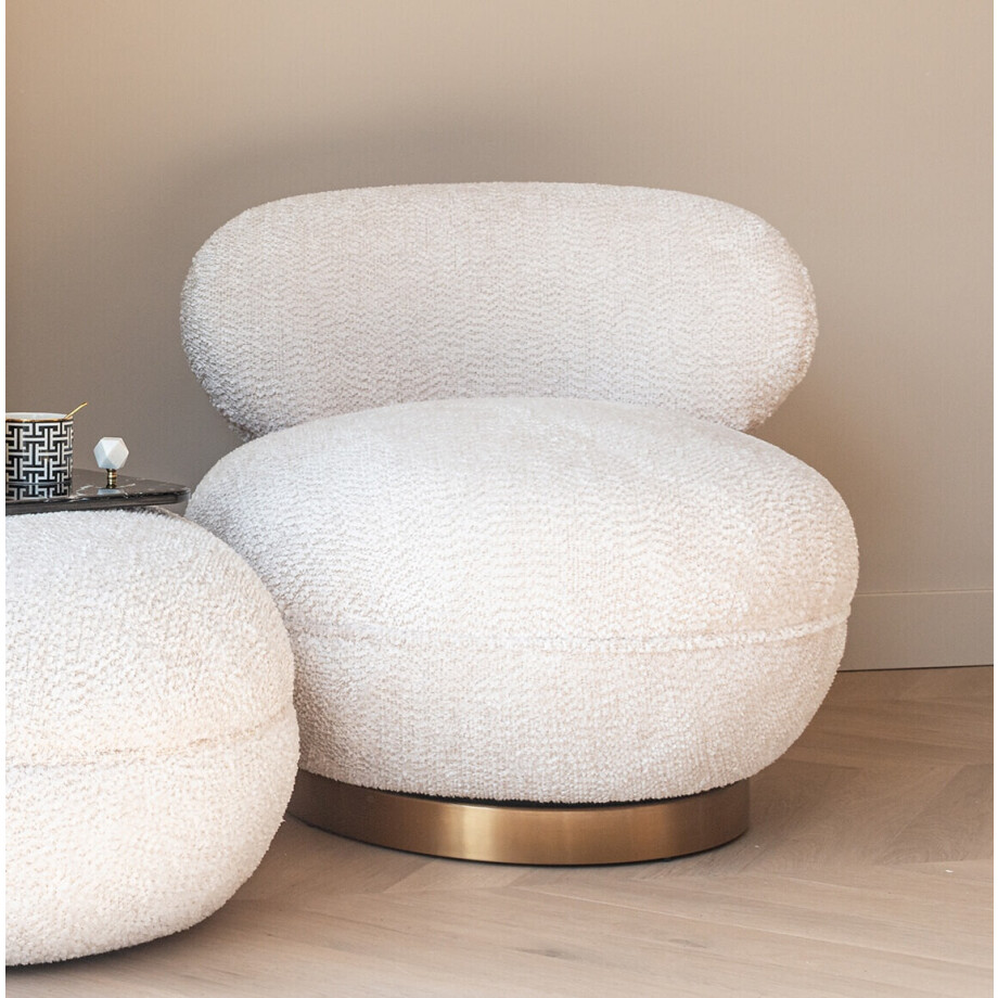 Richmond Draaifauteuil 'Jace' Chenille, kleur Crème afbeelding 1