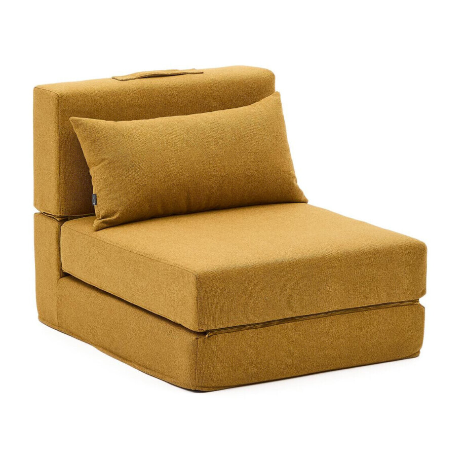 Kave Home Vouwbed 'Arty' 70 x 200cm, kleur Mosterdgeel Kave Home Vouwbed 'Arty' 70 x 200cm, kleur Mosterdgeel afbeelding 1