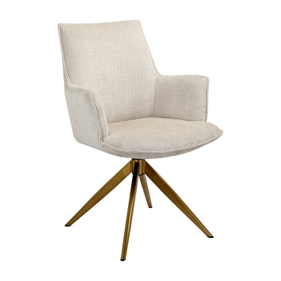 Richmond Draaibare Eetkamerstoel 'Dakota' Met armleuning, Chenille, kleur Beige afbeelding 1