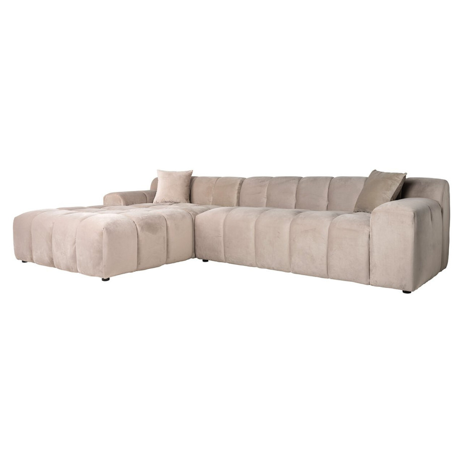 Richmond Loungebank 'Cube' Links, Velvet, kleur Khaki afbeelding 1