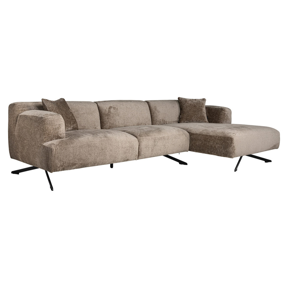 Richmond 3-zits Loungebank 'Donavan' Rechts, Chenille, kleur Taupe afbeelding 1