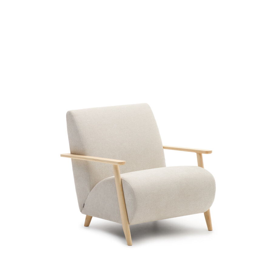 Kave Home Fauteuil 'Meghan' Chenille, kleur Beige/Naturel afbeelding 1