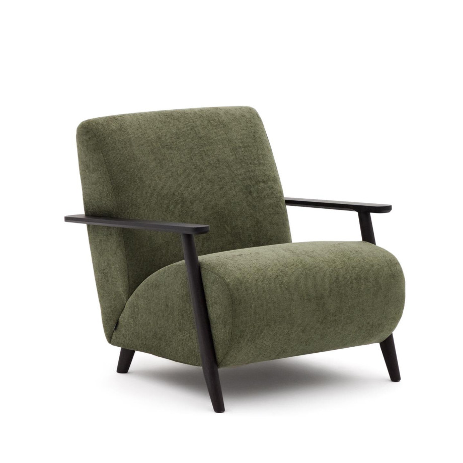 Kave Home Fauteuil 'Meghan' Chenille, kleur Groen/Zwart afbeelding 1