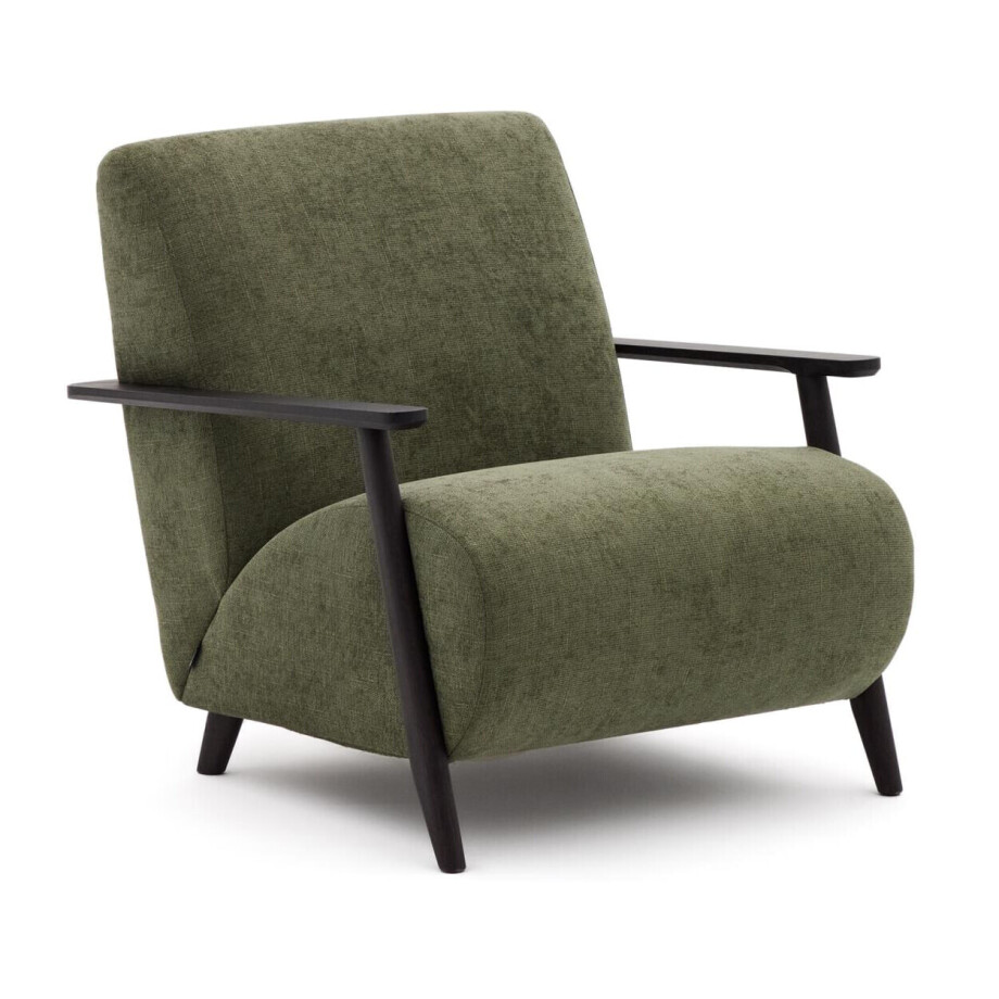 Kave Home Fauteuil 'Meghan' Chenille, kleur Groen/Zwart Kave Home Fauteuil 'Meghan' Chenille, kleur Groen/Zwart afbeelding 1