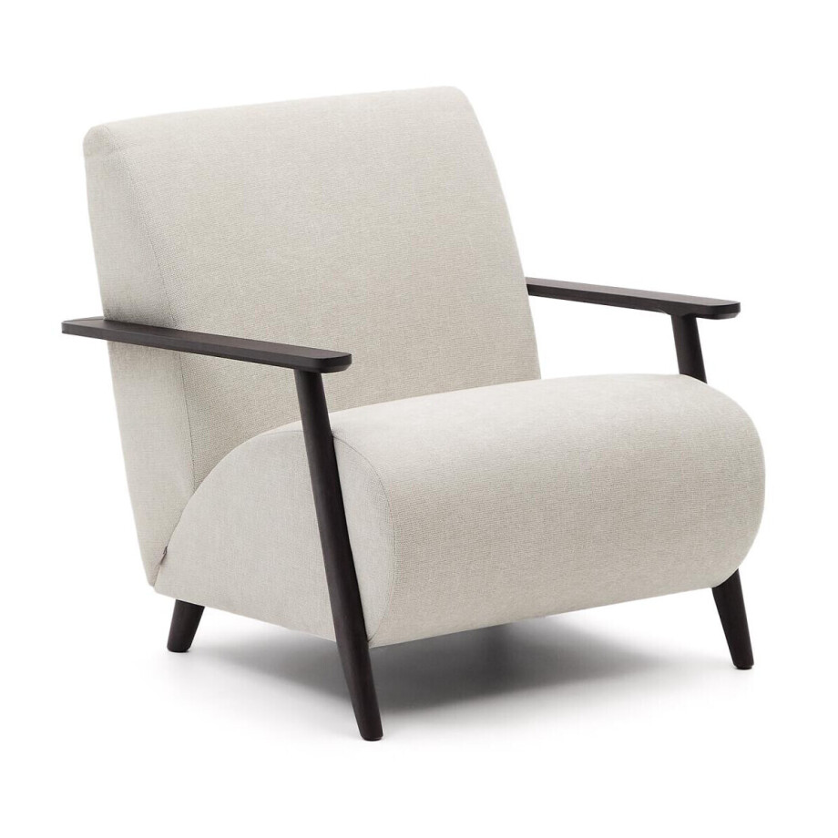 Kave Home Fauteuil 'Meghan' Chenille, kleur Beige/Zwart afbeelding 1