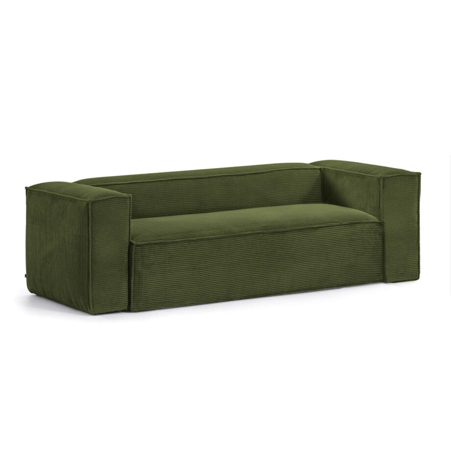 Kave Home 2-zits Bank 'Blok' 210cm, Rib, kleur Donkergroen Kave Home 2-zits Bank 'Blok' 210cm, Rib, kleur Donkergroen afbeelding 1
