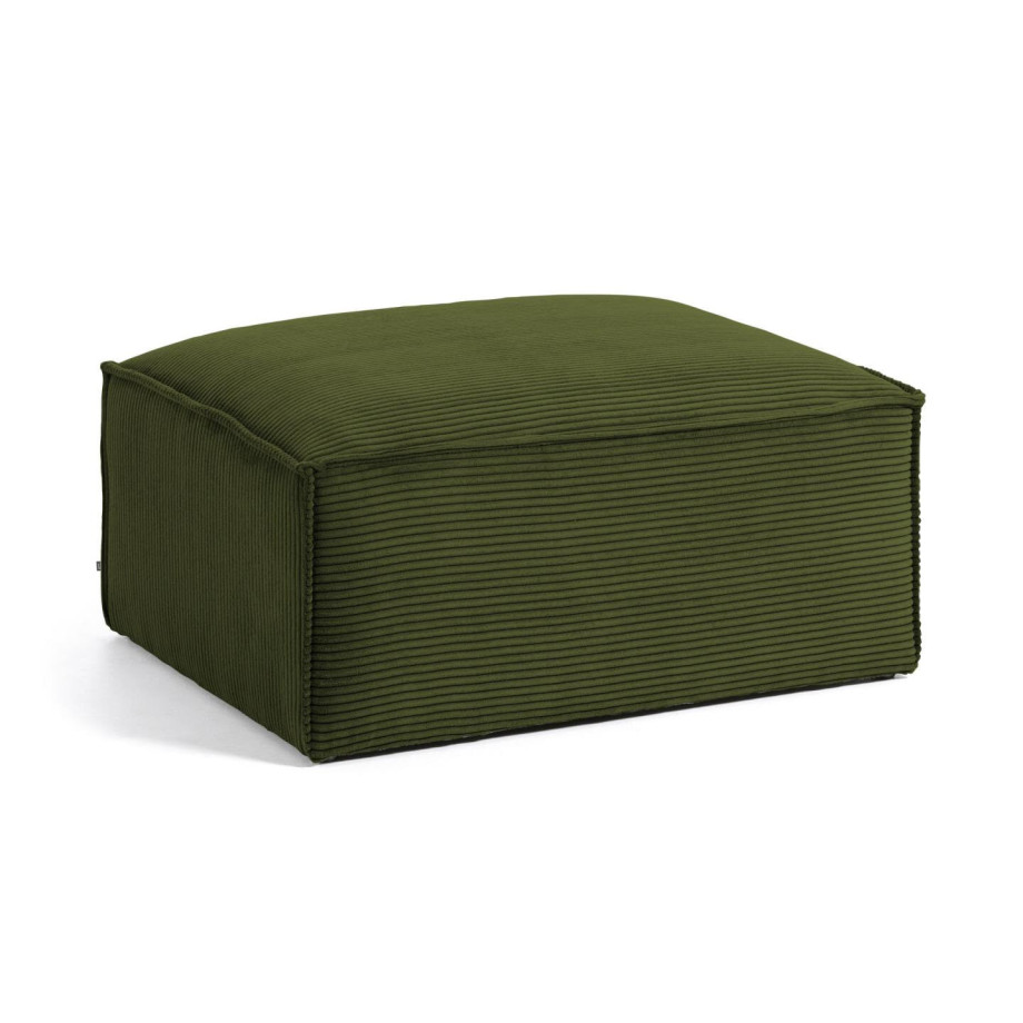 Kave Home Hocker 'Blok' Rib, kleur Donkergroen afbeelding 1