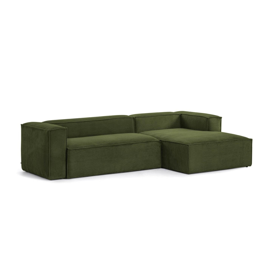 Kave Home Loungebank 'Blok' Rib, Rechts, kleur Donkergroen afbeelding 1