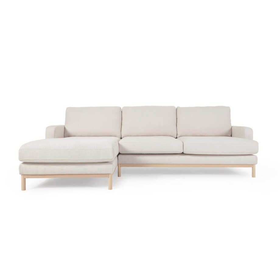 Kave Home 3-zits Loungebank 'Mihaela' Links, Bouclé, kleur Beige Kave Home 3-zits Loungebank 'Mihaela' Links, Bouclé, kleur Beige afbeelding 1