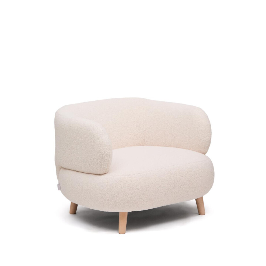 Kave Home Fauteuil 'Luisa' Bouclé, kleur Ecru afbeelding 
