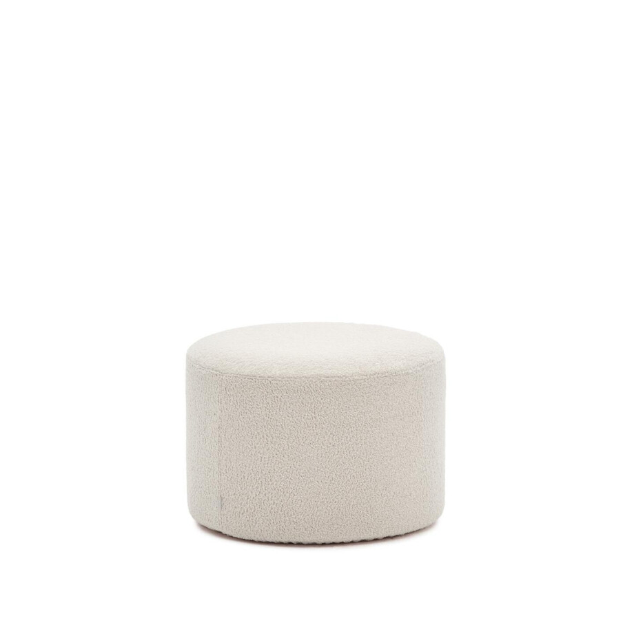 Kave Home Poef 'Kaeli' Bouclé, 60cm, kleur Ecru Kave Home Poef 'Kaeli' Bouclé, 60cm, kleur Ecru afbeelding 1