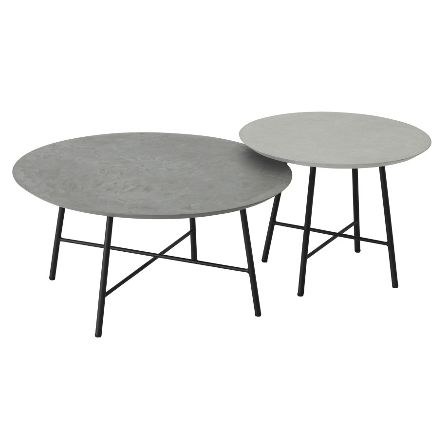 DTP Home Ronde Salontafel 'Delta' Betonlook, Set van 2 stuks, kleur Grijs afbeelding 1