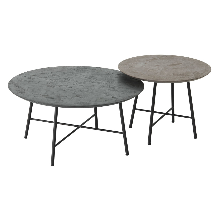 DTP Home Salontafel 'Delta' Betonlook, Set van 2 stuks, kleur Bruin/Zwart afbeelding 1