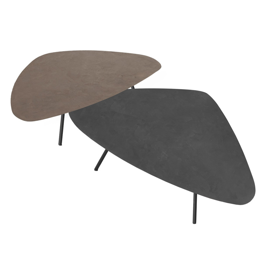 DTP Home Salontafel 'Plectro' Betonlook, Set van 2 stuks, kleur Bruin/Zwart afbeelding 1