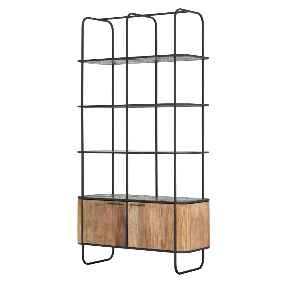 DTP Home Wandkast 'Soho' Teakhout en betonlook, 210 x 110cm DTP Home Wandkast 'Soho' Teakhout en betonlook, 210 x 110cm afbeelding