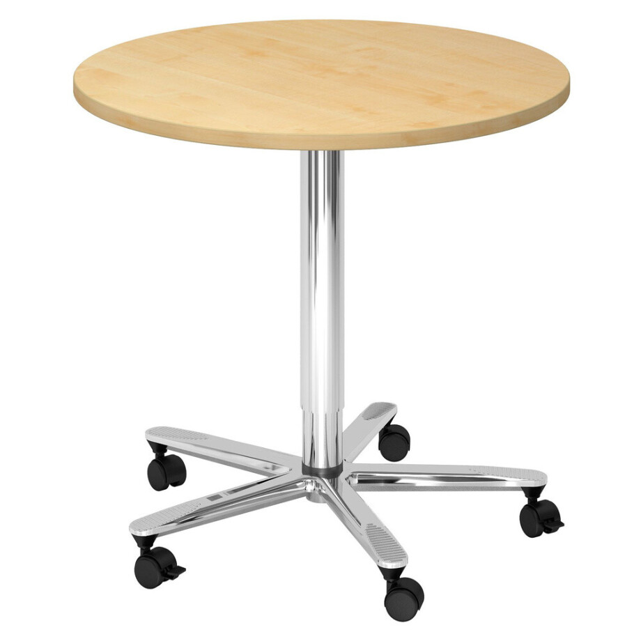 BISTRO 80R C - Systeem conferentietafel Esdoorn Chroom Ø 80 afbeelding 1