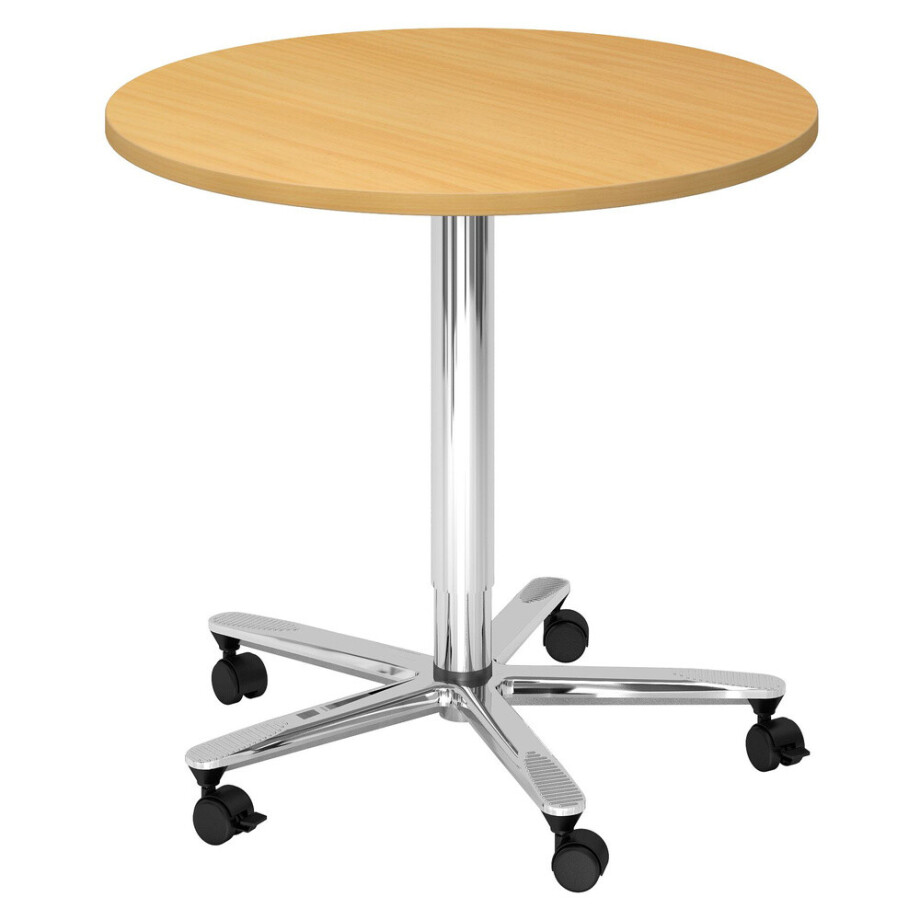 BISTRO 80R C - Systeem conferentietafel Beuken Chroom Ø 80 afbeelding 1