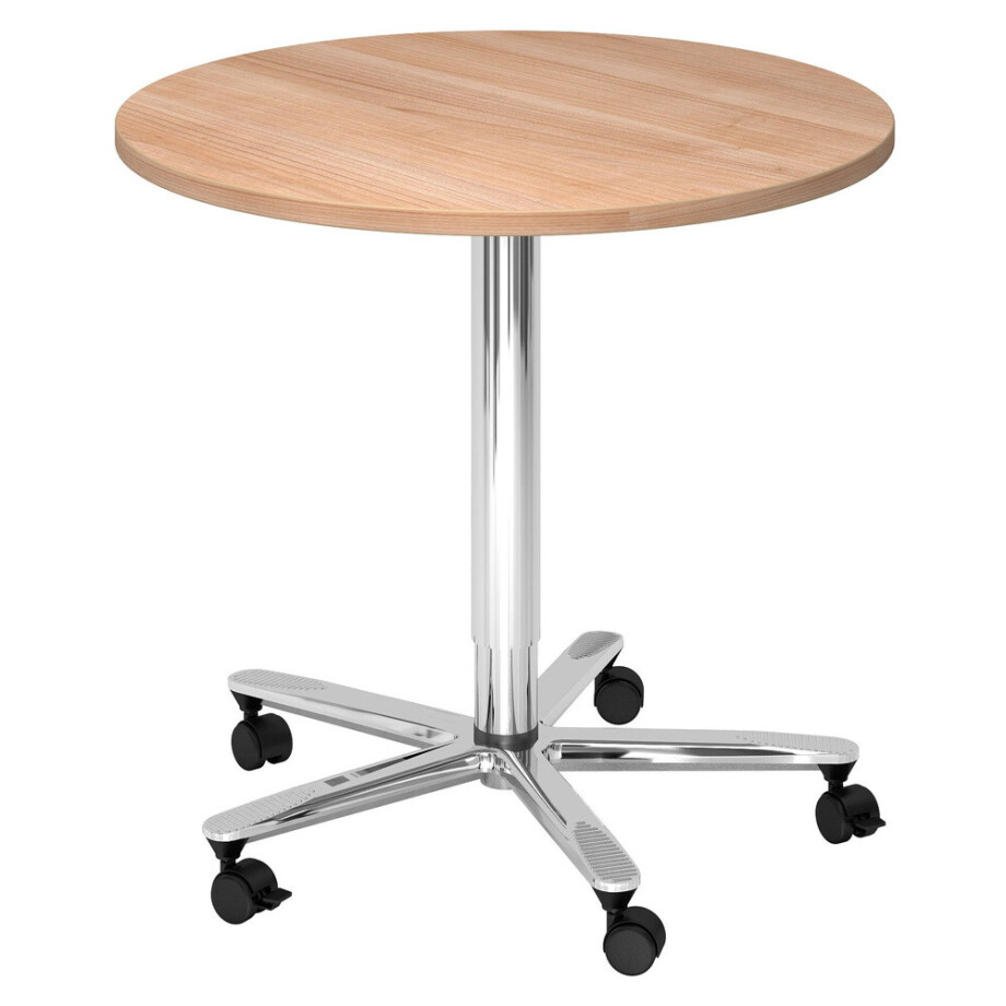 BISTRO 80R C - Systeem conferentietafel Walnoot Chroom Ø 80 afbeelding 1