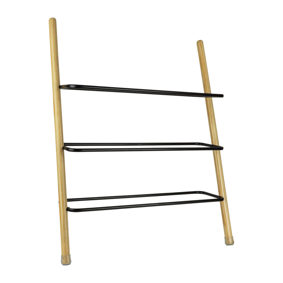 QUVIO Schoenenrek - 3 laags - Hout - Metaal QUVIO Schoenenrek - 3 laags - Hout - Metaal afbeelding 1