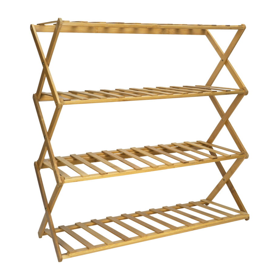 QUVIO Schoenenrek 4 Laags - Bamboe - 28 x 66,5 x 50 cm afbeelding 1