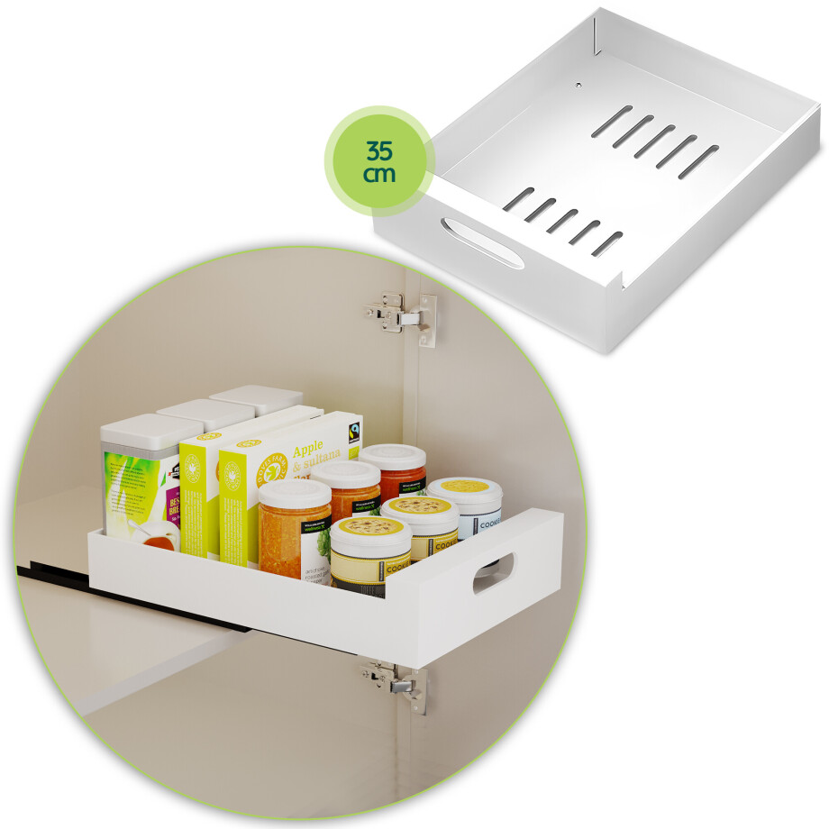 XIVADA Keukenkast organizer - Schuiflade - Aluminium - 35 cm - Wit XIVADA Keukenkast organizer - Schuiflade - Aluminium - 35 cm - Wit afbeelding 1