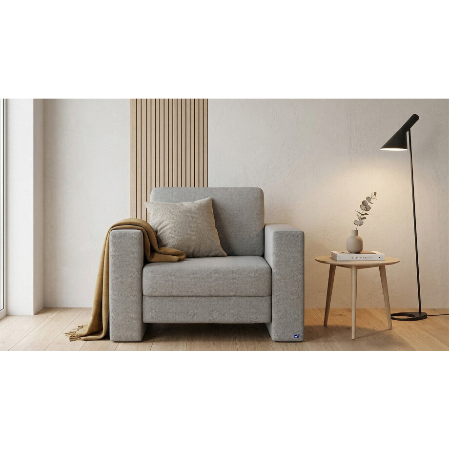 BRUNO slaapstoel 70cm in lichtgrijs | praktisch formaat | stevig massief hout & boxspringcomfort afbeelding 1