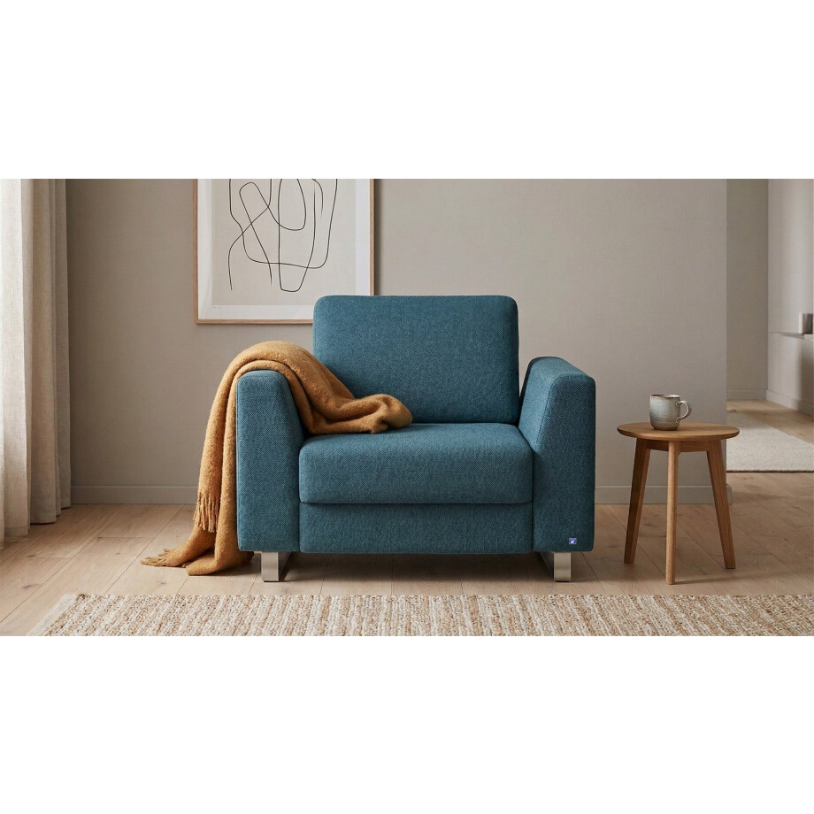 BRUNO slaapstoel 70cm in Petrol / turquoise | praktisch formaat | stevig massief hout & boxspringcomfort afbeelding 1