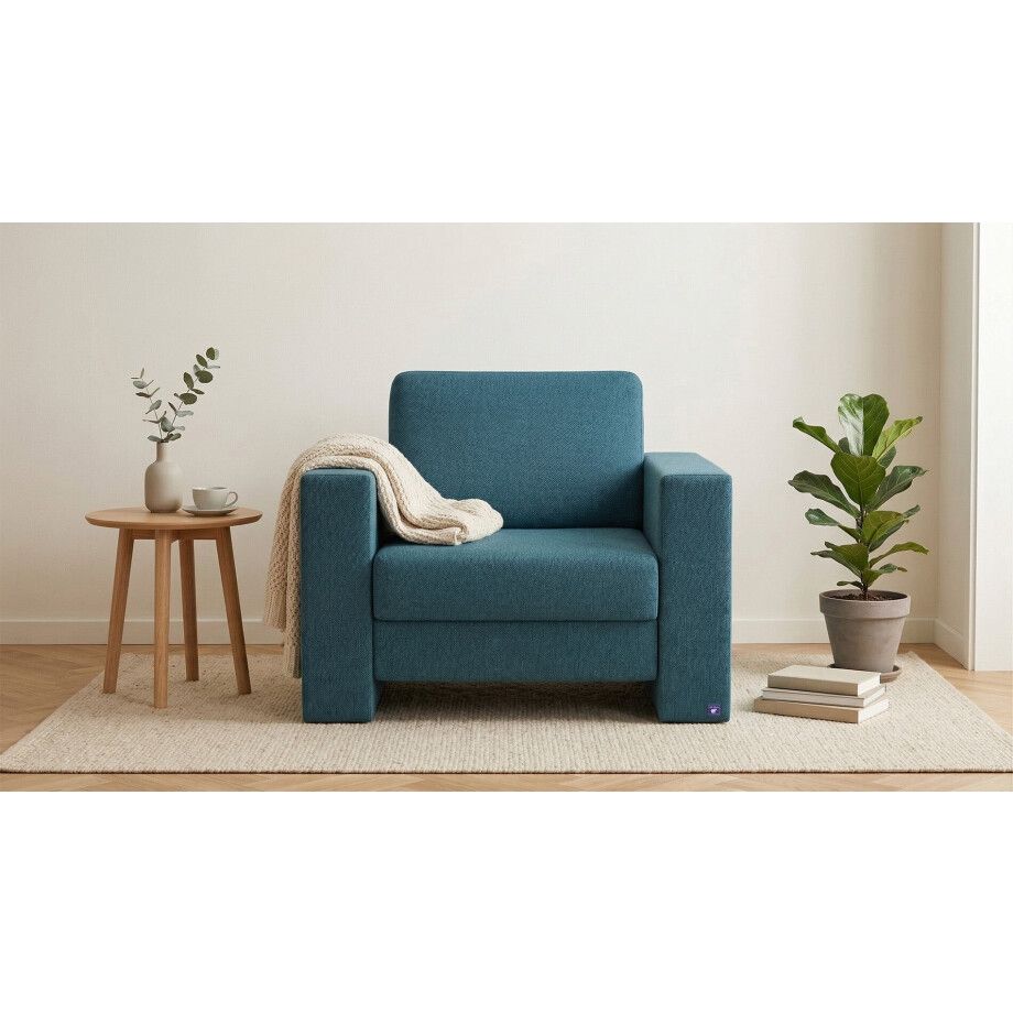 BRUNO slaapstoel 70cm in Petrol / turquoise | praktisch formaat | stevig massief hout & boxspringcomfort afbeelding 1