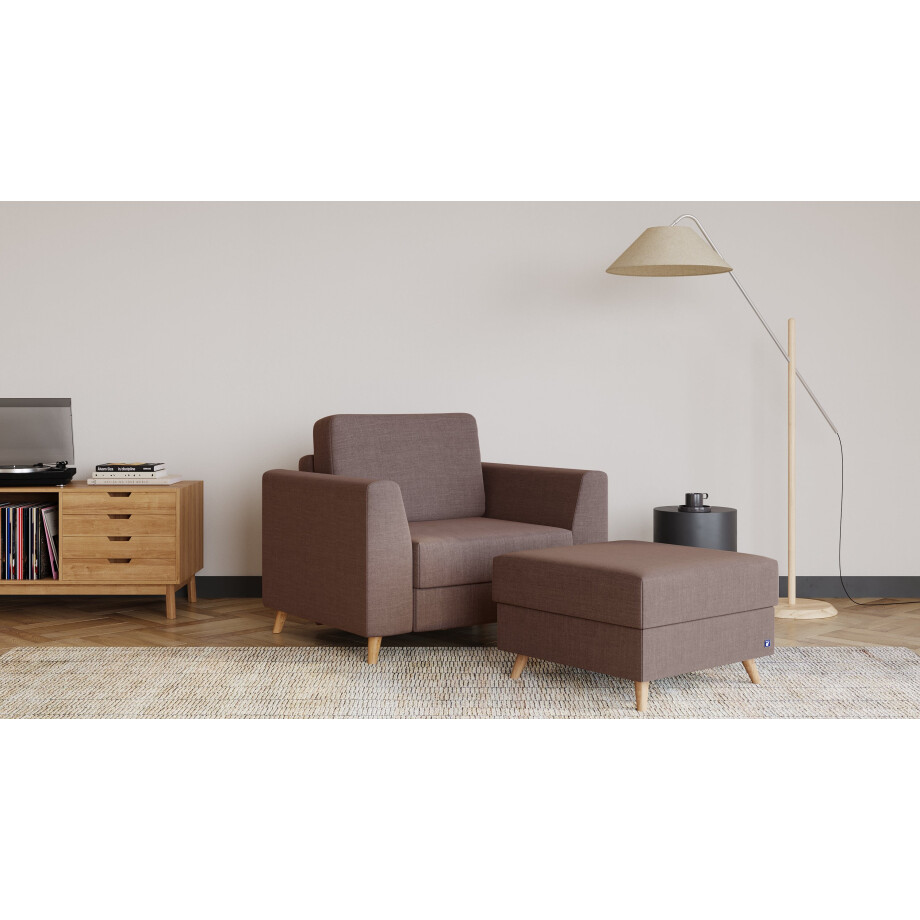 BRUNO slaapstoel 70cm in como bruin | praktisch formaat | stevig massief hout & boxspringcomfort afbeelding 1
