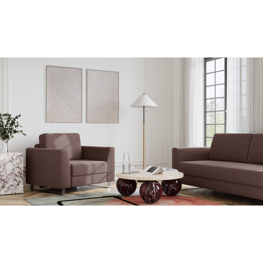 BRUNO slaapstoel 70cm in como bruin | praktisch formaat | stevig massief hout & boxspringcomfort afbeelding 1