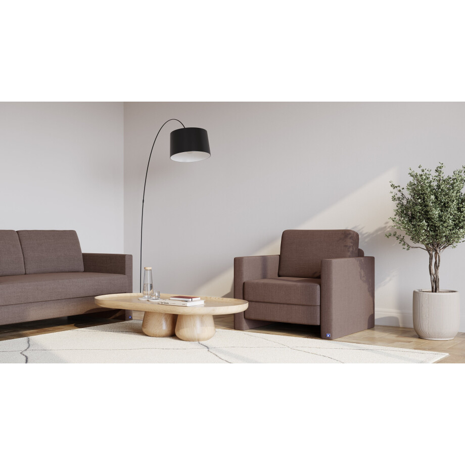 BRUNO slaapstoel 70cm in como bruin | praktisch formaat | stevig massief hout & boxspringcomfort afbeelding 1