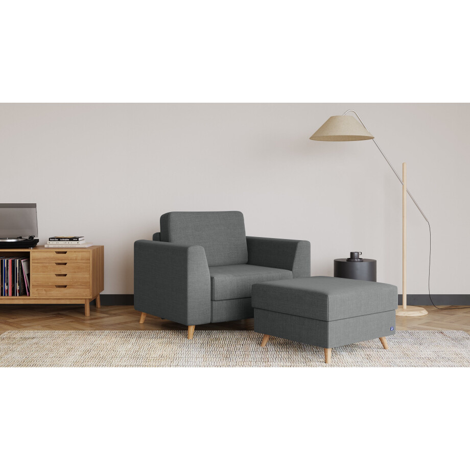 BRUNO slaapstoel 70cm in donkergrijs | praktisch formaat | stevig massief hout & boxspringcomfort afbeelding 1