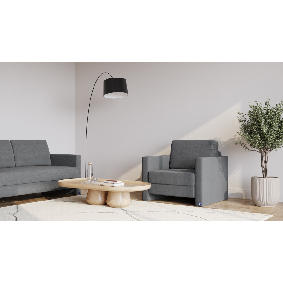 BRUNO slaapstoel 70cm in donkergrijs | praktisch formaat | stevig massief hout & boxspringcomfort afbeelding 1