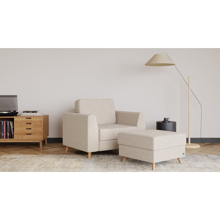 BRUNO slaapstoel 70cm in aurora soft beige| praktisch formaat | stevig massief hout & boxspringcomfort afbeelding 1