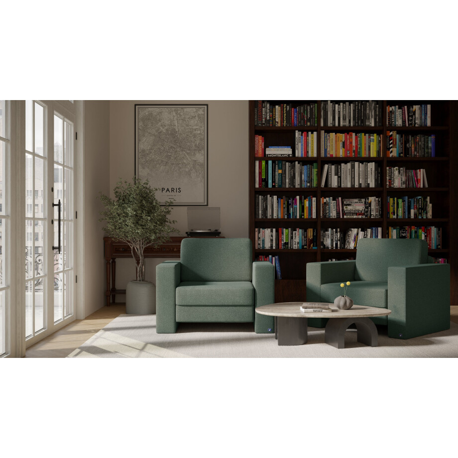 BRUNO slaapstoel 70cm in Aurora Forest groen | praktisch formaat | stevig massief hout & boxspringcomfort afbeelding 1