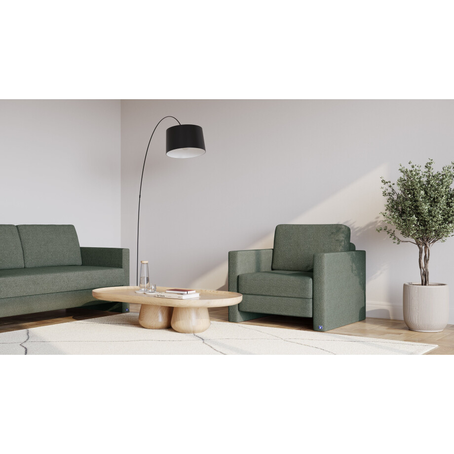 BRUNO slaapstoel 70cm in Aurora Forest groen | praktisch formaat | stevig massief hout & boxspringcomfort afbeelding 1