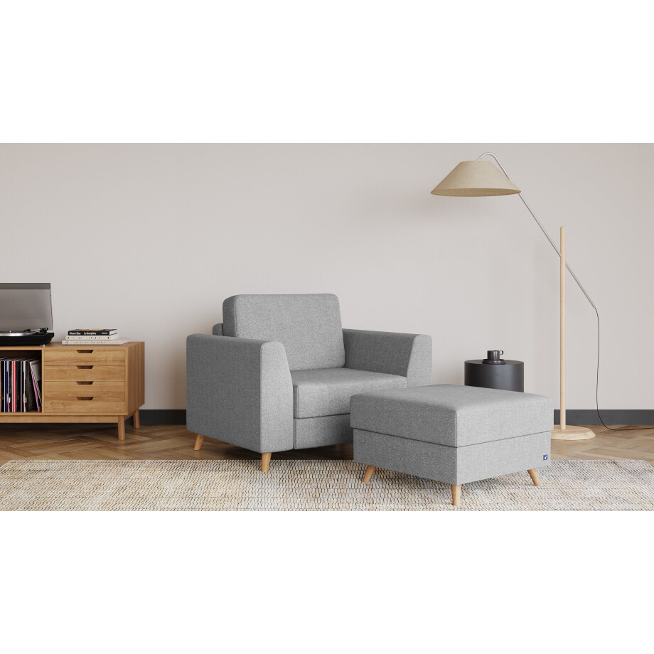 BRUNO slaapstoel 70cm in Aurora zilvergrijs | praktisch formaat | stevig massief hout & boxspringcomfort afbeelding 1
