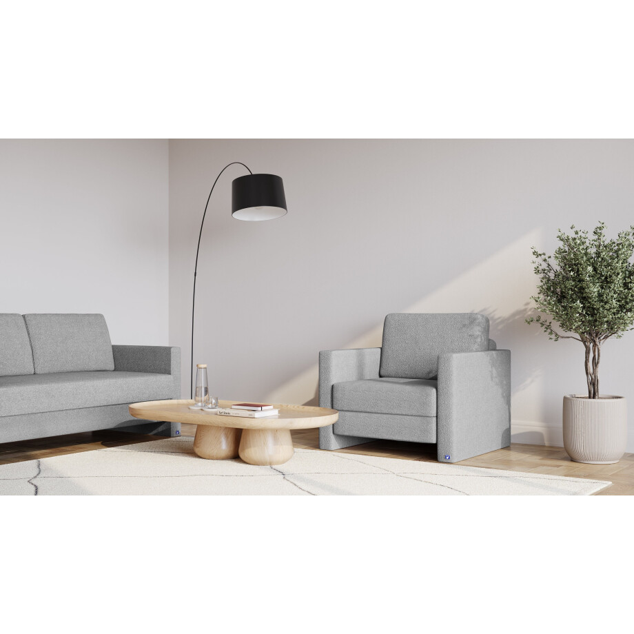 BRUNO slaapstoel 70cm in Aurora zilvergrijs | praktisch formaat | stevig massief hout & boxspringcomfort afbeelding 1