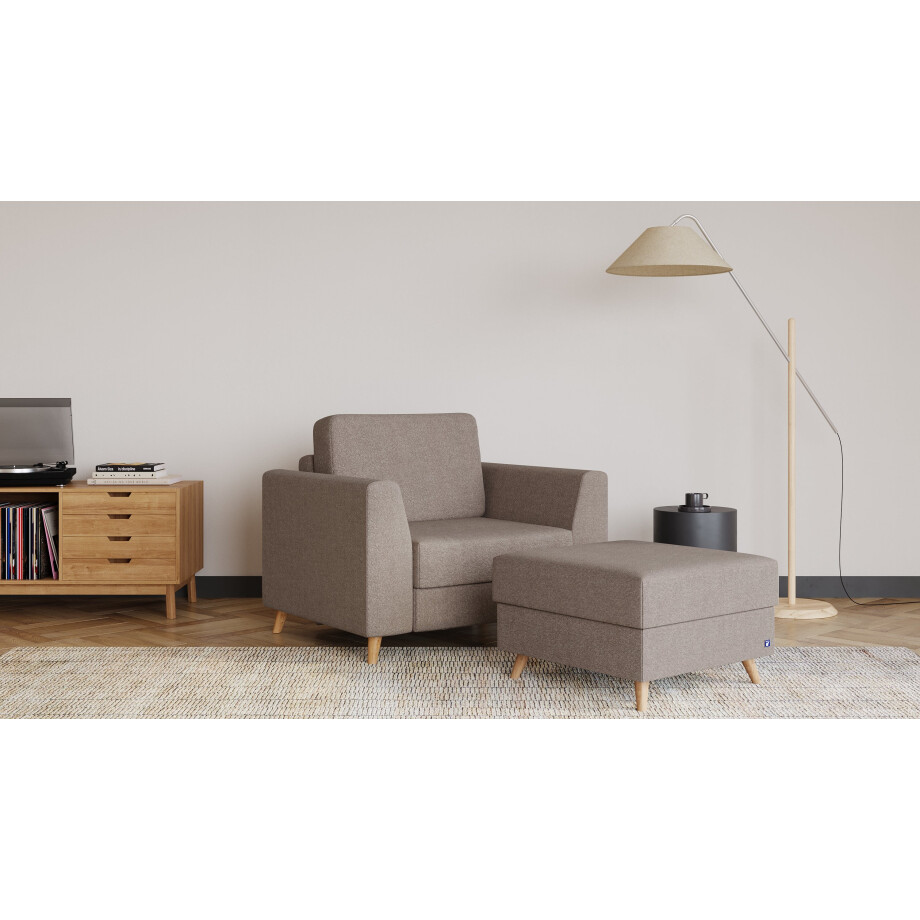 BRUNO slaapstoel 70cm in aurora taupe | praktisch formaat | stevig massief hout & boxspringcomfort afbeelding 1