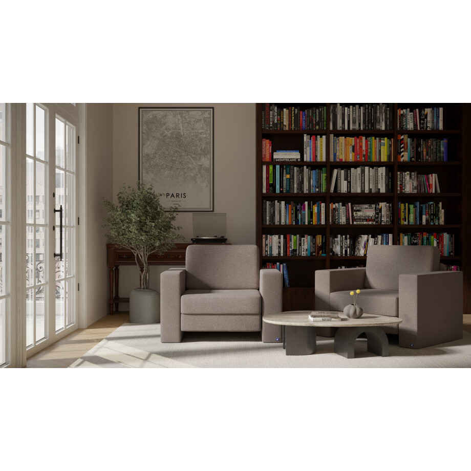 BRUNO slaapstoel 70cm in aurora taupe | praktisch formaat | stevig massief hout & boxspringcomfort afbeelding 1