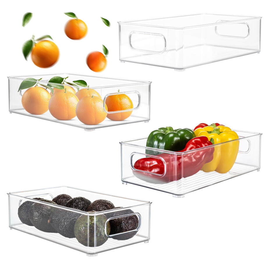 XIVADA Koelkast Organizer Tava - Transparant - PET - Set van 4 afbeelding 1