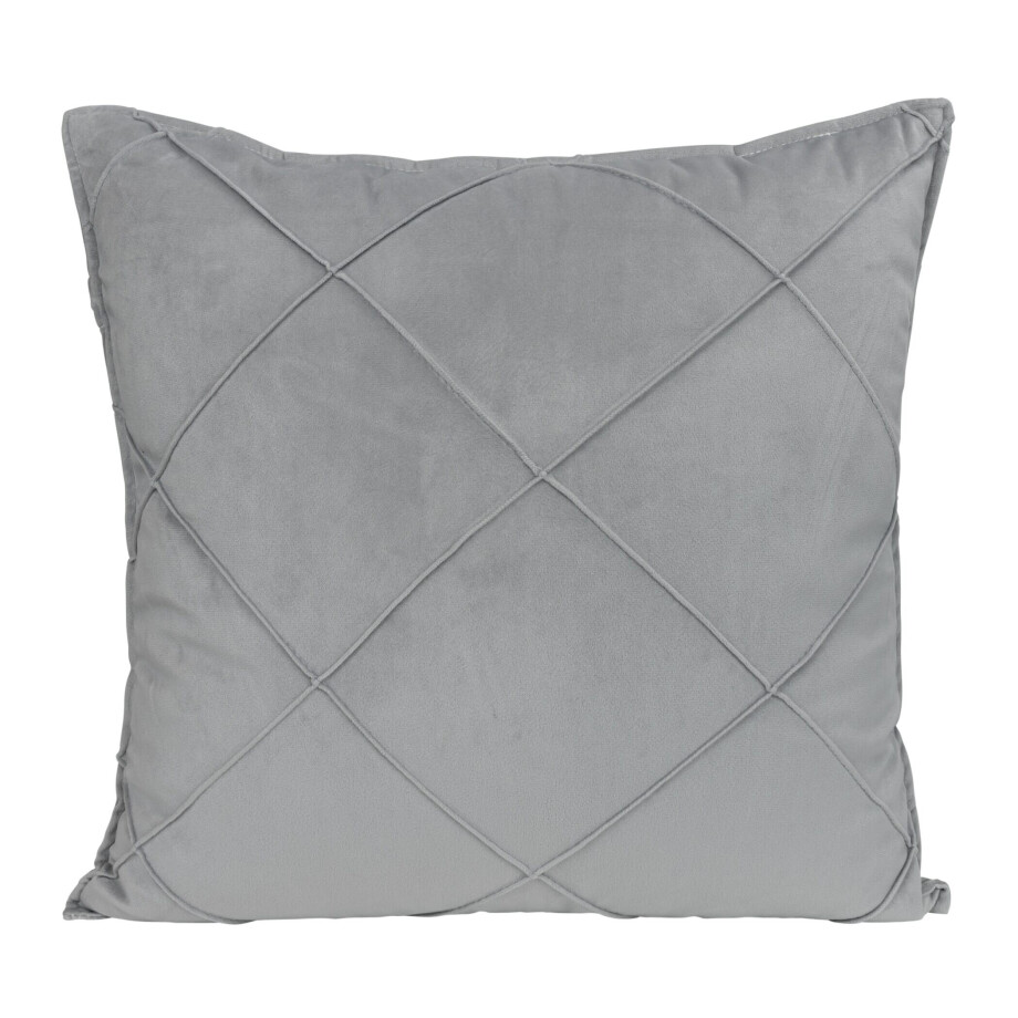 QUVIO Sierkussen geruit - Gevuld - Fluweel - 50 x 50 cm - Grijs afbeelding 1