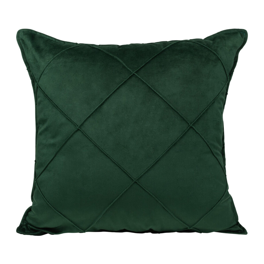 QUVIO Sierkussen geruit - Gevuld - Fluweel 50 x 50 cm - Donkergroen afbeelding 1