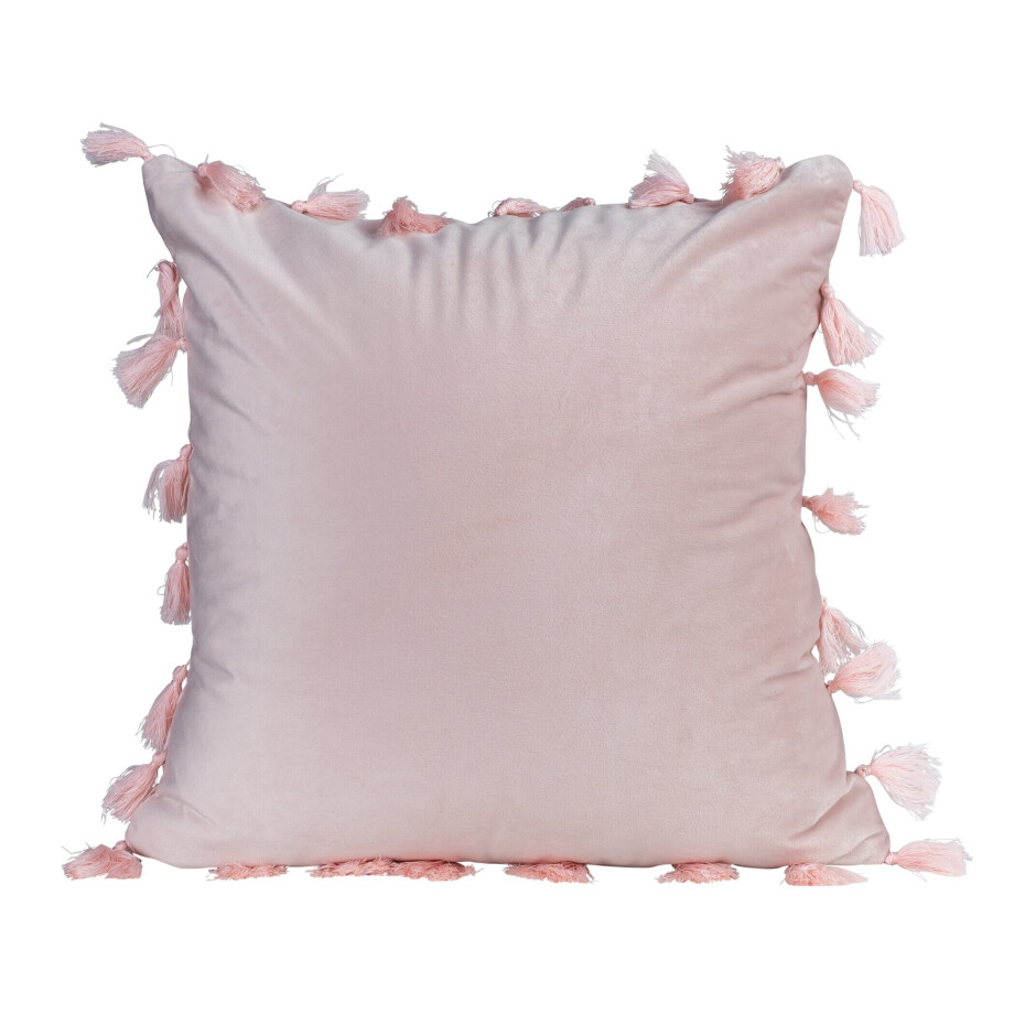 QUVIO Sierkussen met franjes - Gevuld - 45 x 45 cm - Lichtroze QUVIO Sierkussen met franjes - Gevuld - 45 x 45 cm - Lichtroze afbeelding 1