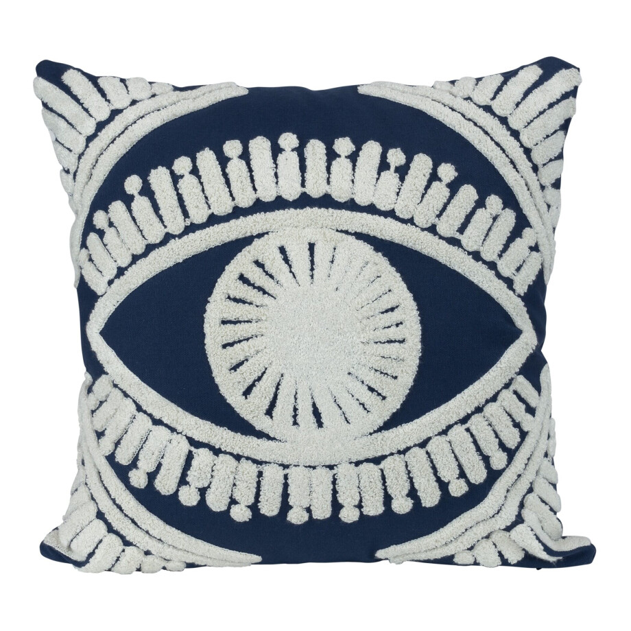 QUVIO Sierkussen met oog - Gevuld - 45 x 45 cm - Blauw afbeelding 1