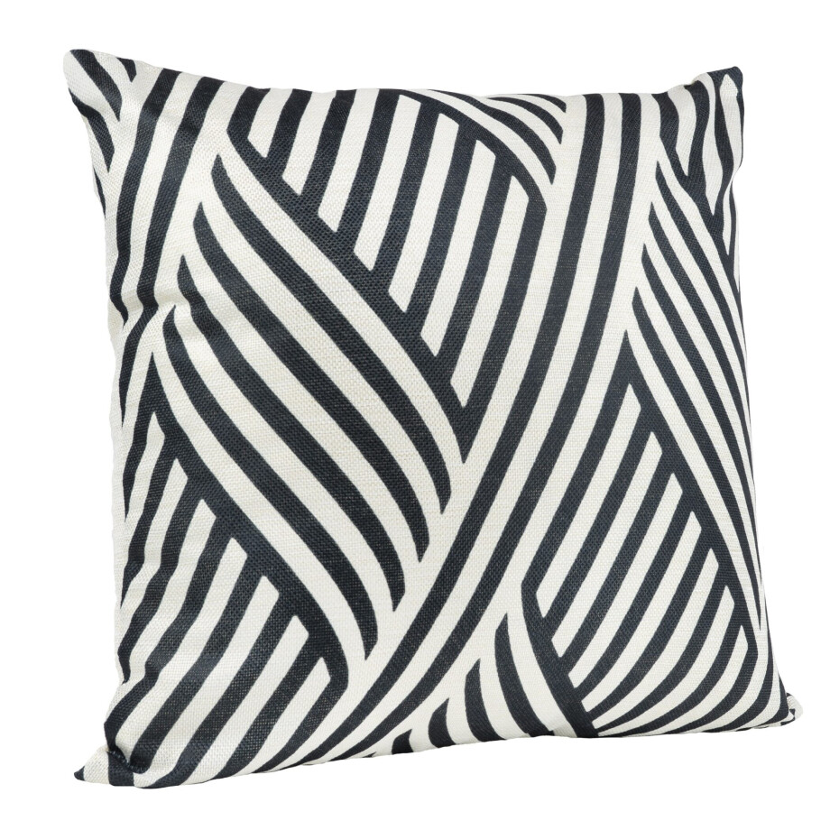 QUVIO Sierkussen met golf patroon - Gevuld - 45 cm x 45 cm - Zwart/Beige QUVIO Sierkussen met golf patroon - Gevuld - 45 cm x 45 cm - Zwart/Beige afbeelding 1
